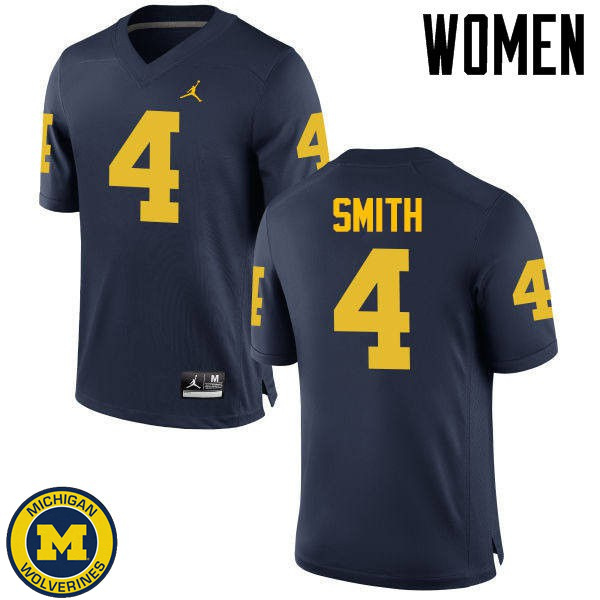 Women's Michigan Wolverines #4 De'Veon Smith Navy College Game Jersey